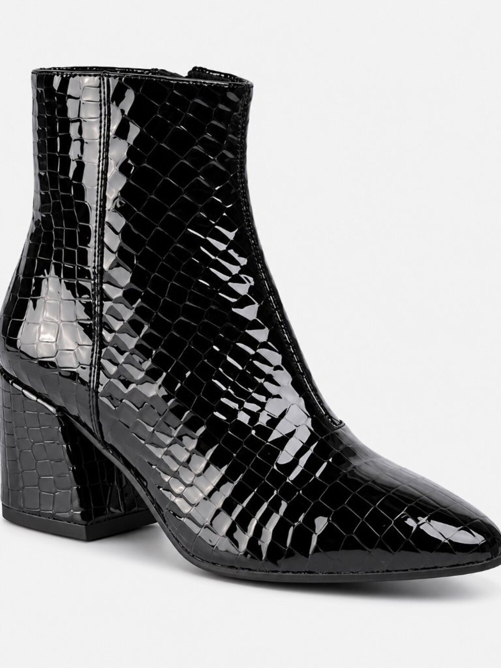 Vagabond Shoemakers Olivia Black Croc Patent Leather Ankle Boots - EU 41